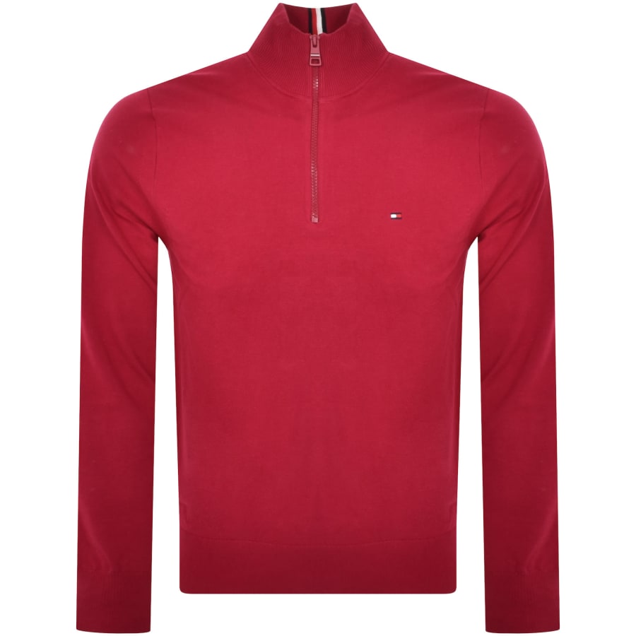 Tommy Hilfiger Half Zip Sweatshirt Burgundy Mainline Menswear